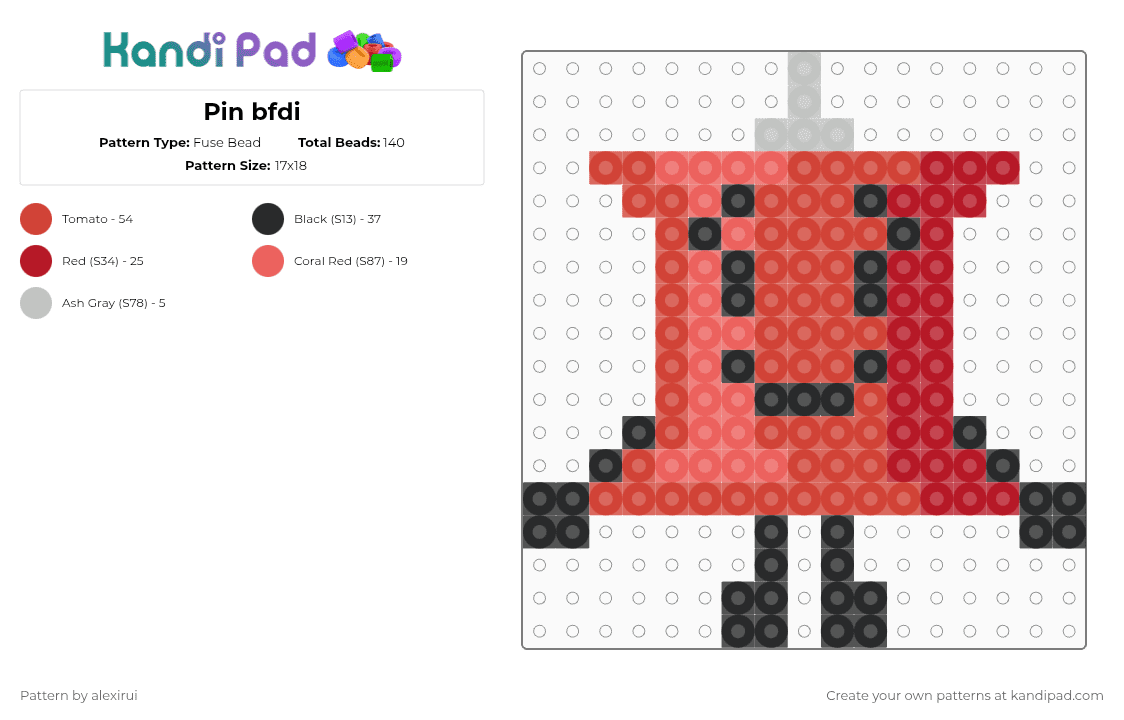 Pin bfdi - Fuse Bead Pattern by alexirui on Kandi Pad - red,bfdi,pin,thumbtack,object,character,battlefordreamisland