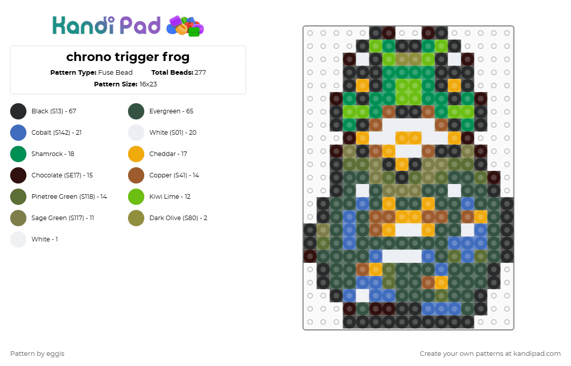 Chrono trigger frog Fuse Bead Pattern - Kandi Pad | Kandi Patterns ...