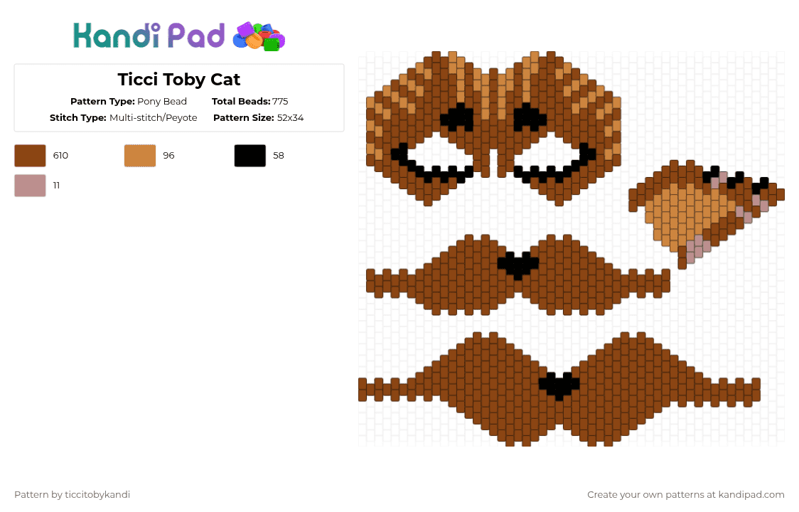 Ticci Toby Cat - Pony Bead Pattern by ticcitobykandi on Kandi Pad - red
