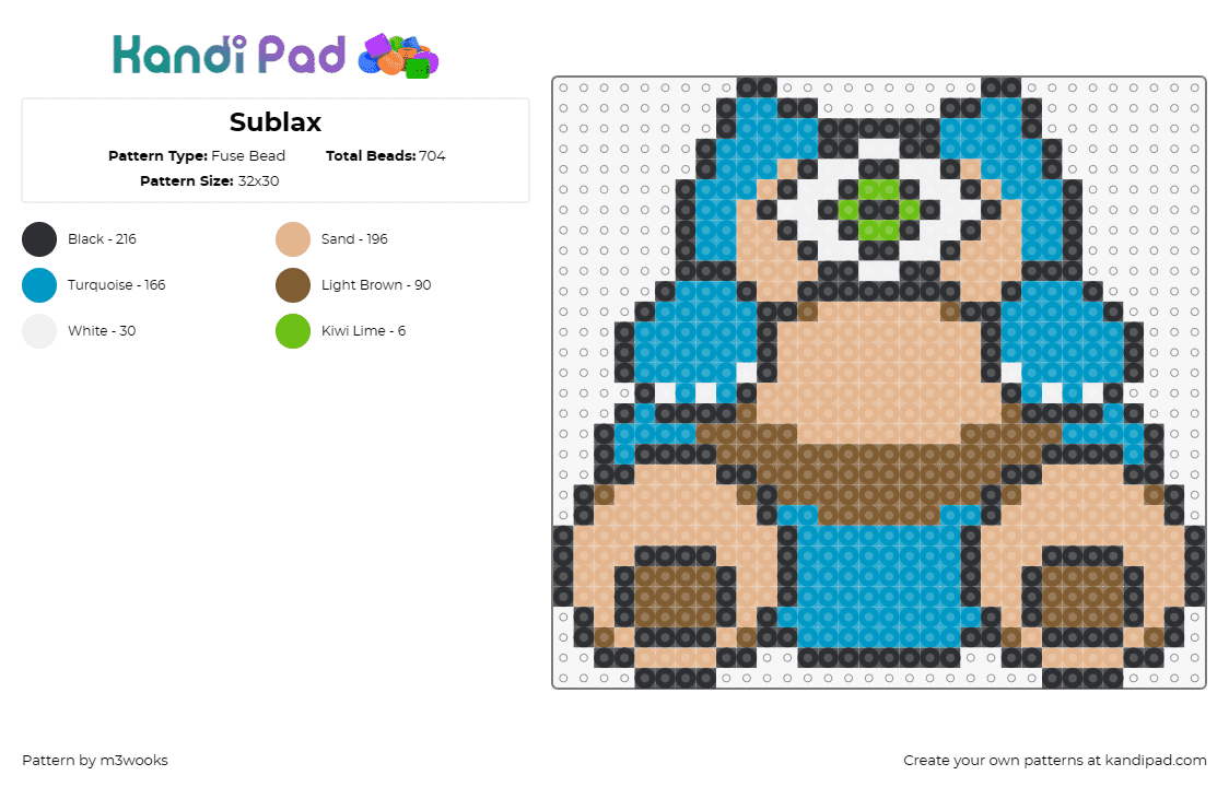 Sublax - Fuse Bead Pattern by m3wooks on Kandi Pad - subtronics,snorlax,cyclops,mashup,pokemon,dj,edm,music,groove,energy,blue,beige