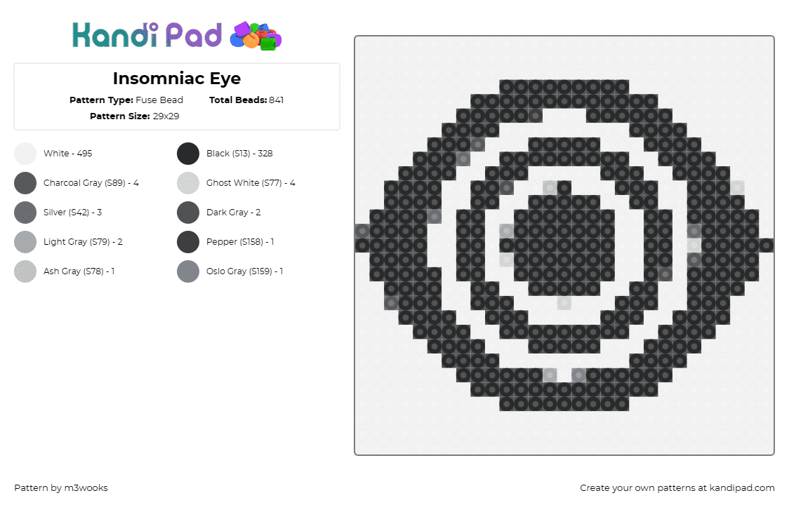 Insomniac Eye - Fuse Bead Pattern by m3wooks on Kandi Pad - insomniac,eye,music,electronic,geometric,logo,modern,mesmerizing,hypnotic,black,