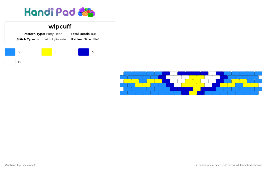 Wonderbolts cuff - Pony Bead Pattern by glacevilite on Kandi Pad - light blue,mlp,gen 4,my little pony,wonderbolts,lightning,yellow,blue