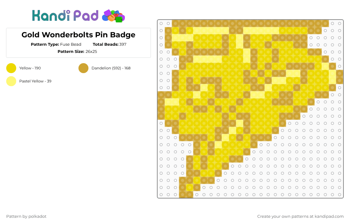 Gold Wonderbolts Pin Badge - Fuse Bead Pattern by glacevilite on Kandi Pad - orange,yellow,wonderbolts,mlp,rainbow dash,my little pony,gen 4,gold