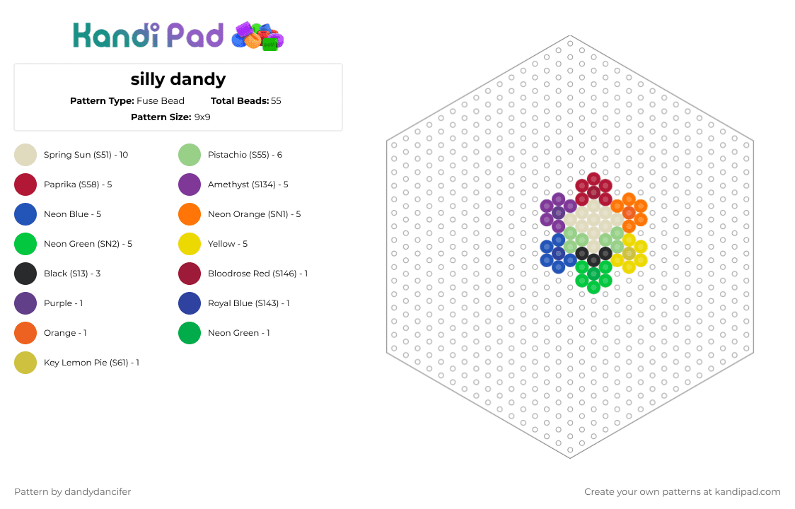 silly dandy - Fuse Bead Pattern by glacevilite on Kandi Pad - beige,red,green,colorful,dandy,dandys world,flower,bitch who said that,sigh nvm sorry guys,rainbow