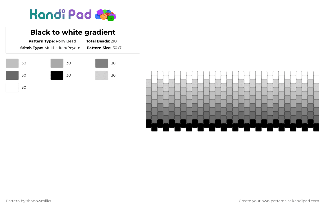 Black to white gradient - Pony Bead Pattern by shadowmilks on Kandi Pad - beige,gray