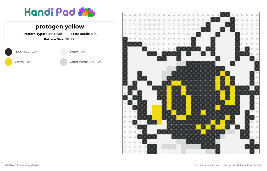 protogen yellow - Fuse Bead Pattern by soda_shark on Kandi Pad - white,furry,protogen,3,cute