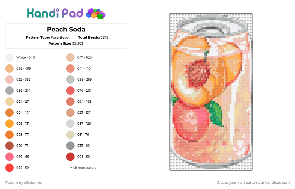 Peach Soda - Fuse Bead Pattern by elliebunns on Kandi Pad - beige,gray,orange,red,cotdsoftdrinks,peach,soda,can,soft,drink