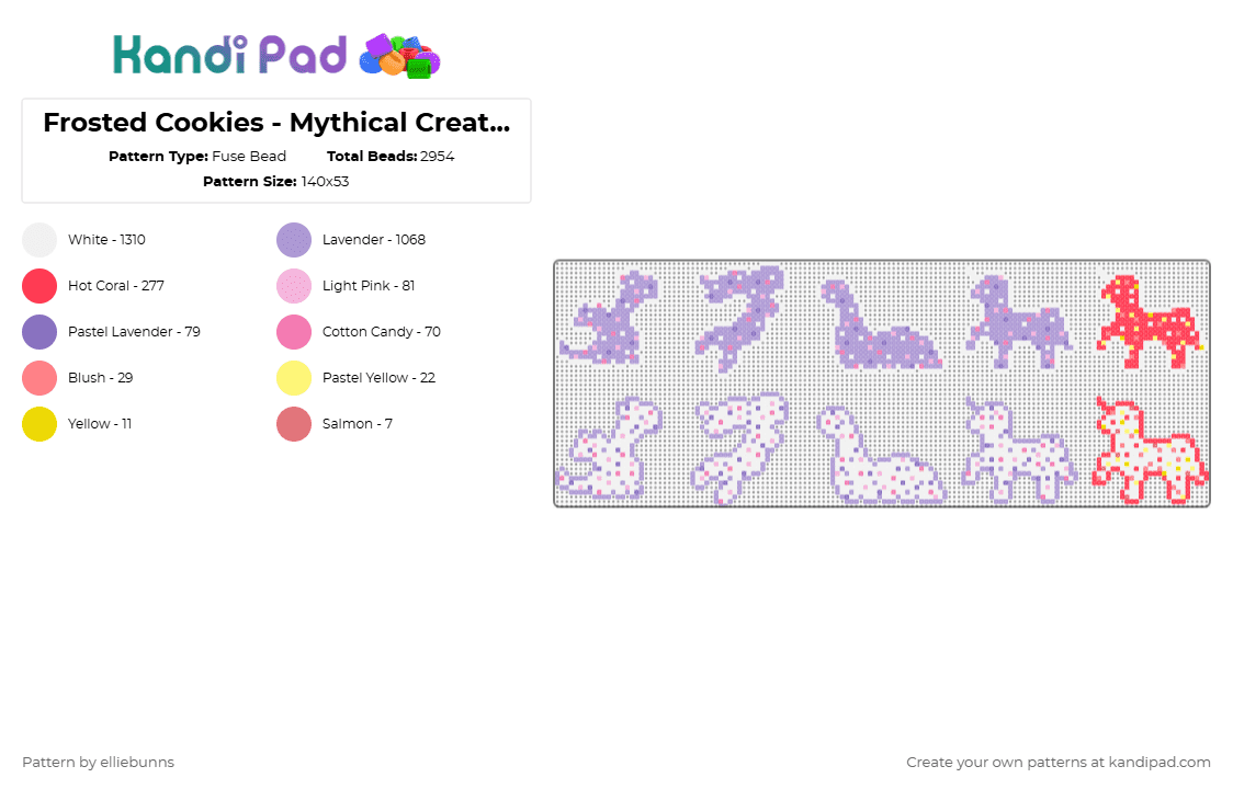 Frosted Cookies - Mythical Creatures + Strawberry Edition V3 - Fuse Bead Pattern by elliebunns on Kandi Pad - pink,frosted,cracker,coockie,mythical,dragon,mermaid,seamonster,unicorn