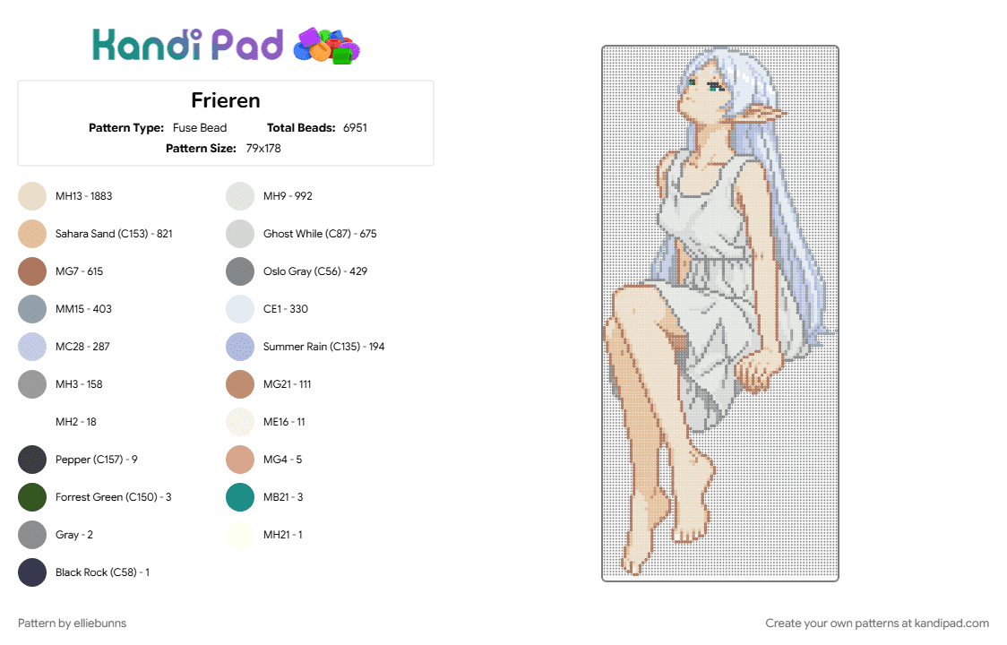Frieren - Fuse Bead Pattern by elliebunns on Kandi Pad - 