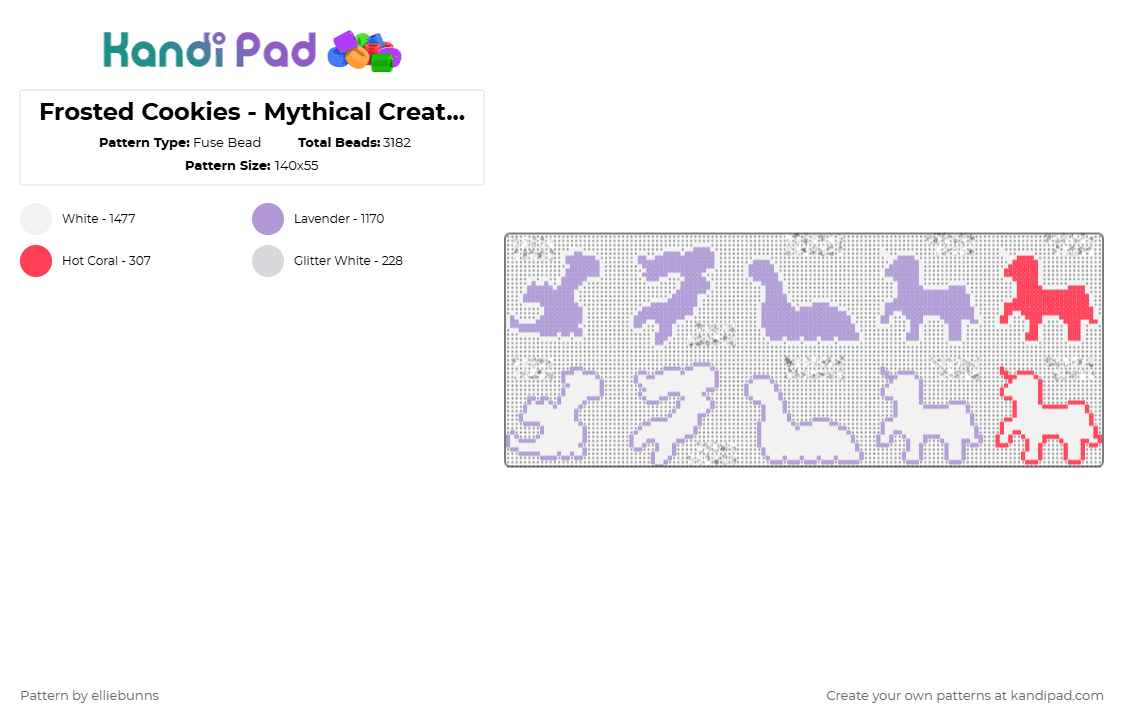 Frosted Cookies - Mythical Creatures + Strawberry Edition - Fuse Bead Pattern by elliebunns on Kandi Pad - pink,frosted,cracker,coockie,mythical,dragon,mermaid,seamonster,unicorn