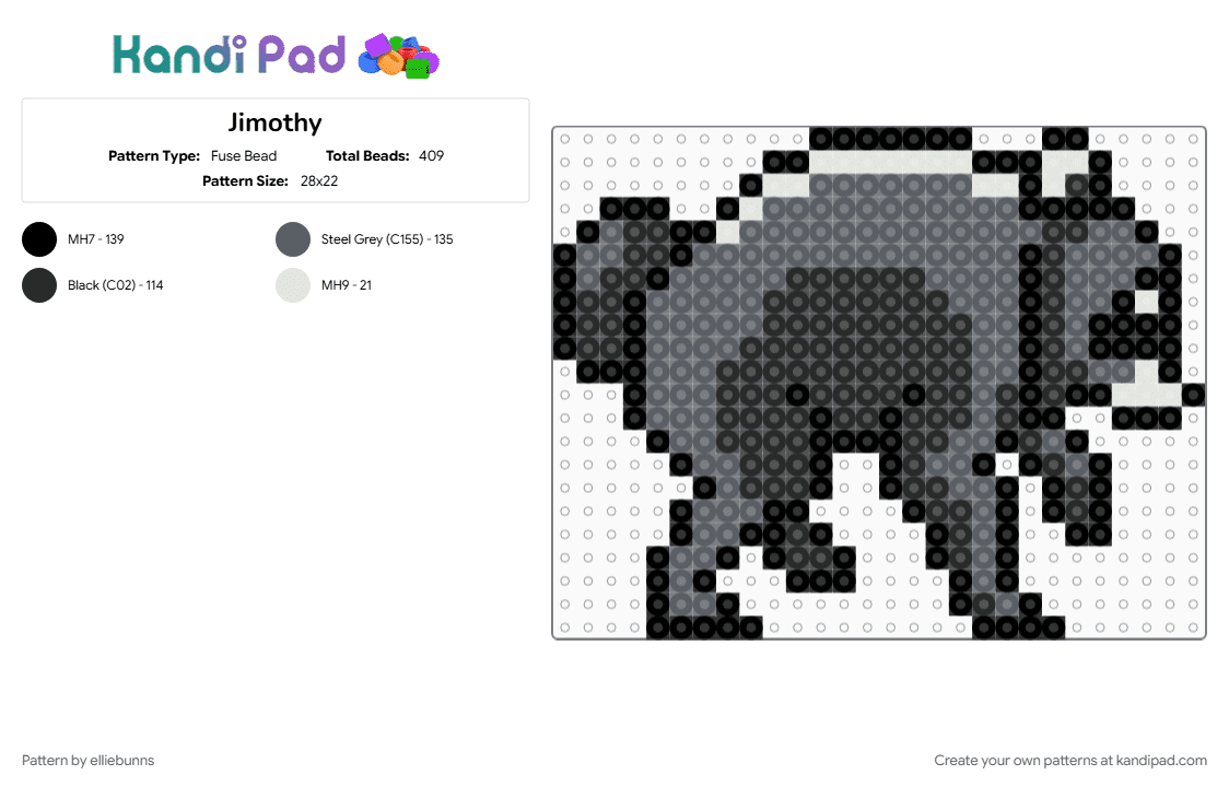 Jimothy - Fuse Bead Pattern by elliebunns on Kandi Pad - gray, jimothy, raccoon