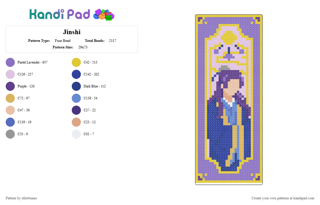Jinshi - Fuse Bead Pattern by elliebunns on Kandi Pad - yellow,purple,blue,jinshi,apothecary diaries,anime