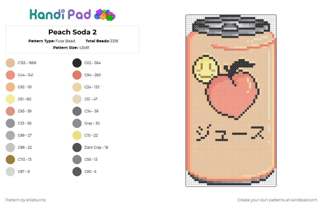 Peach Soda 2 - Fuse Bead Pattern by elliebunns on Kandi Pad - orange,beige,cotdsoftdrinks,peach,soda,drink,can,soft
