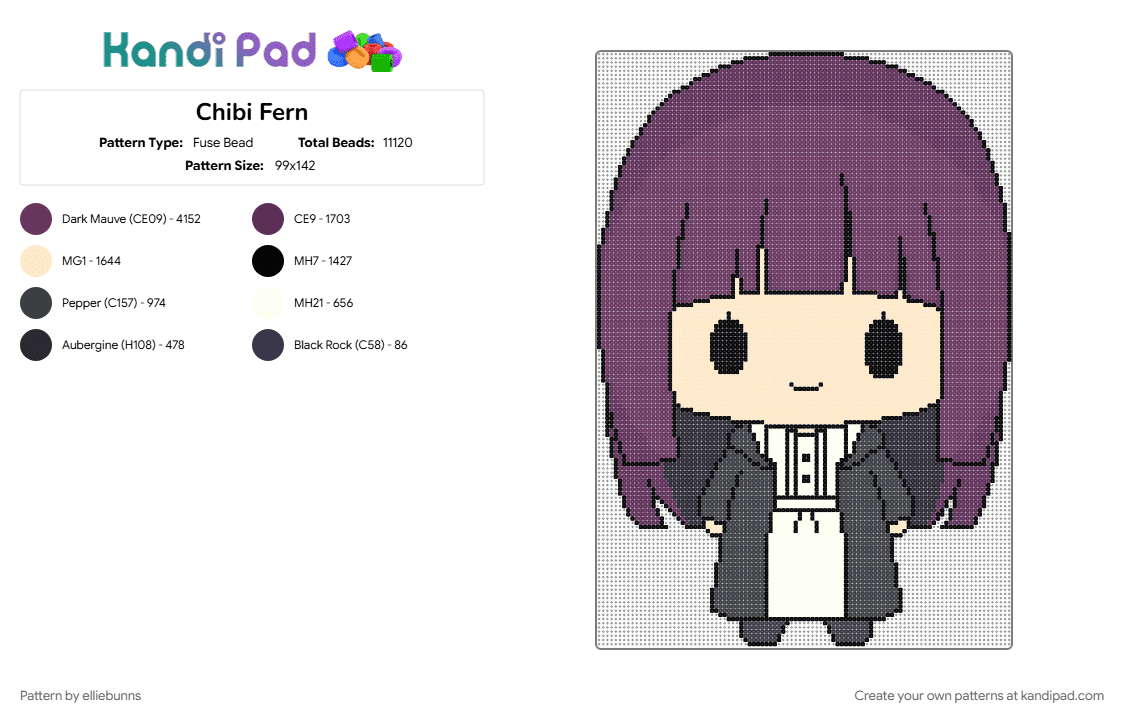 Chibi Fern - Fuse Bead Pattern by elliebunns on Kandi Pad - 