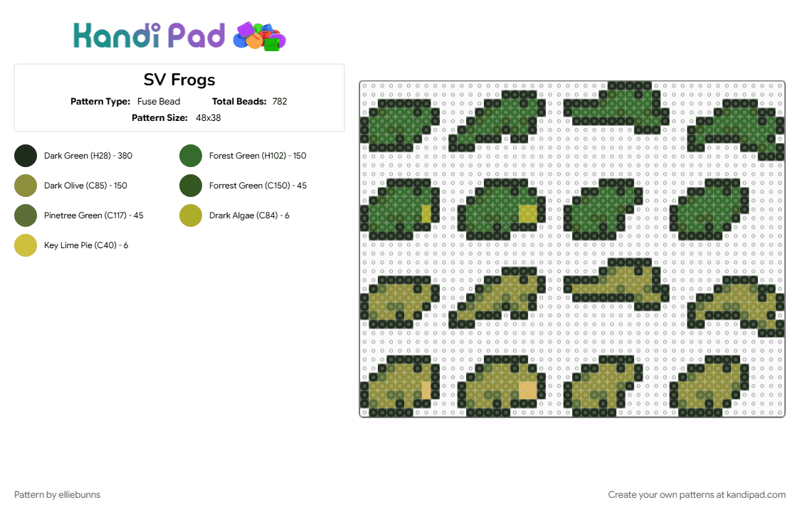 SV Frogs - Fuse Bead Pattern by elliebunns on Kandi Pad - animals, concerned ape, concernedape, frog, frogs, gold, green, ribbit, stardew, stardew valley