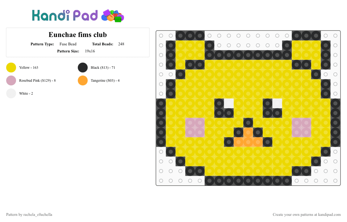 Eunchae fims club - Fuse Bead Pattern by rachela_c0achella on Kandi Pad - yellow,lesserafim,sakura,chaewon,yunjin,kazuha,eunchae