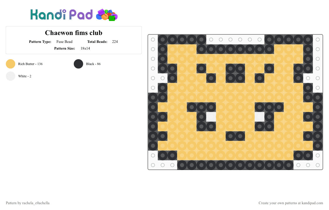 Chaewon fims club - Fuse Bead Pattern by rachela_c0achella on Kandi Pad - yellow,lesserafim,sakura,chaewon,yunjin,kazuha,eunchae