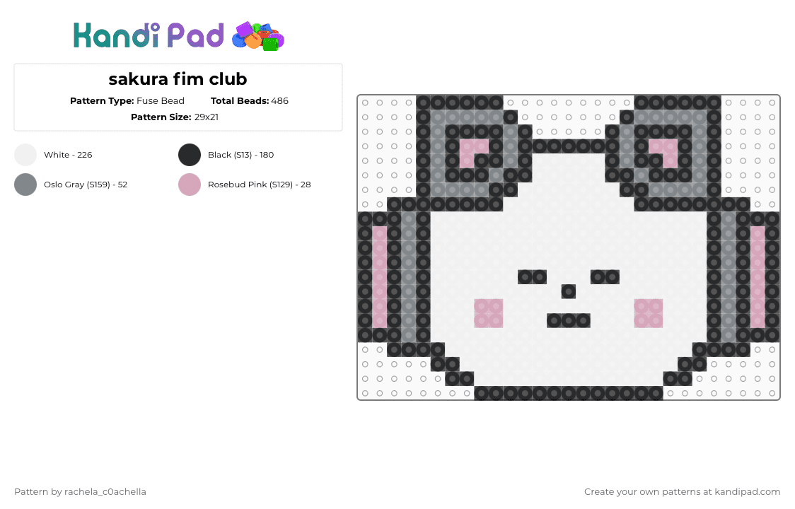 Sakura fims club - Fuse Bead Pattern by rachela_c0achella on Kandi Pad - white,gray,pink,lesserafim,sakura,chaewon,yunjin,kazuha,eunchae