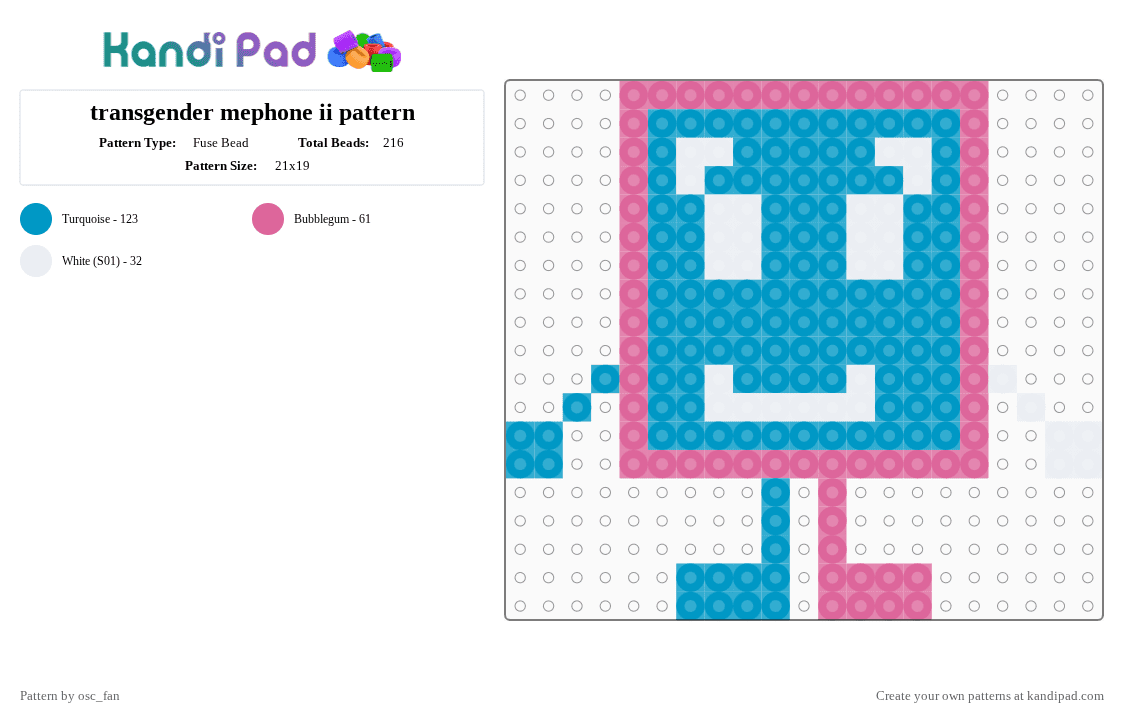 transgender mephone ii pattern - Fuse Bead Pattern by osc_fan on Kandi Pad - pink,light blue,inanimate insanity,osc,mephone ii,mephone