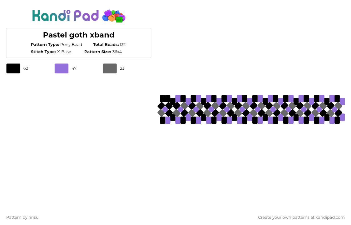 Pastel goth xband - Pony Bead Pattern by ririsu on Kandi Pad - purple,gray