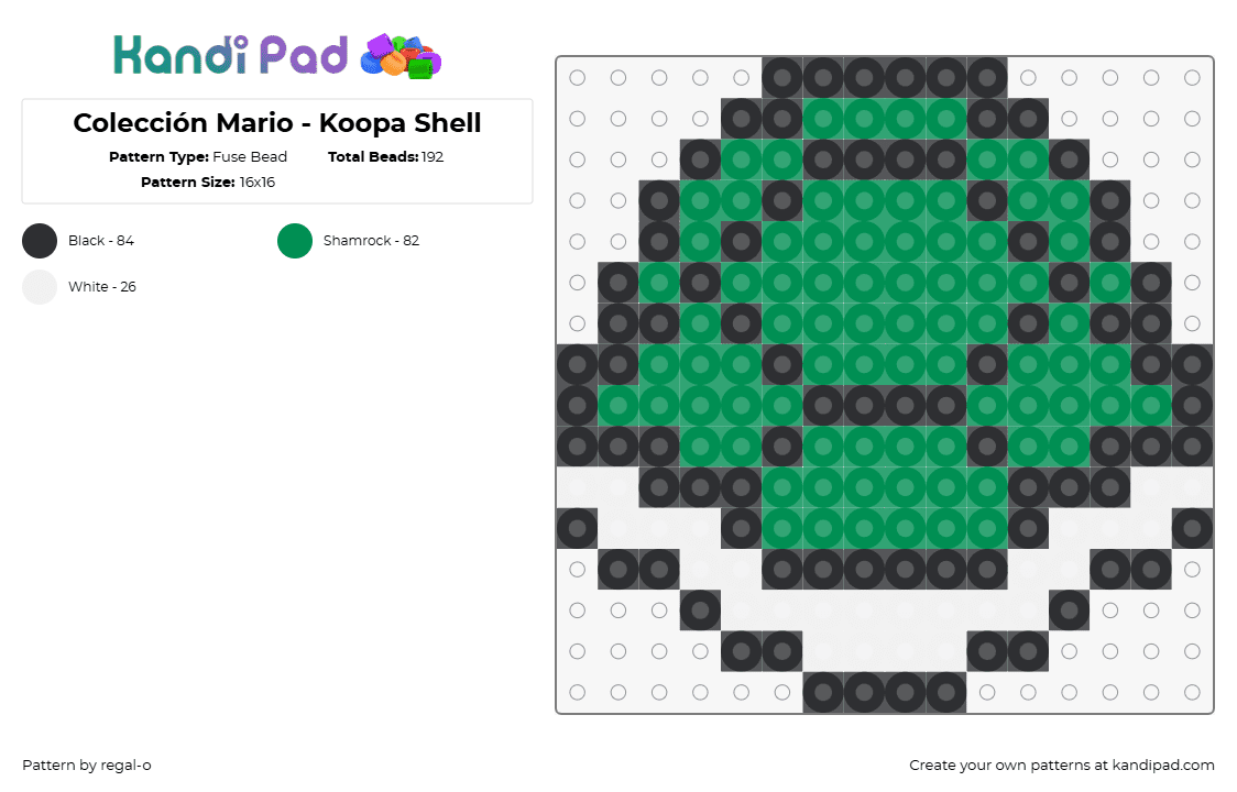 Colección Mario - Koopa Shell - Fuse Bead Pattern by regal-o on Kandi Pad - shell,koopa,mario,nintendo,video game,turtle,green