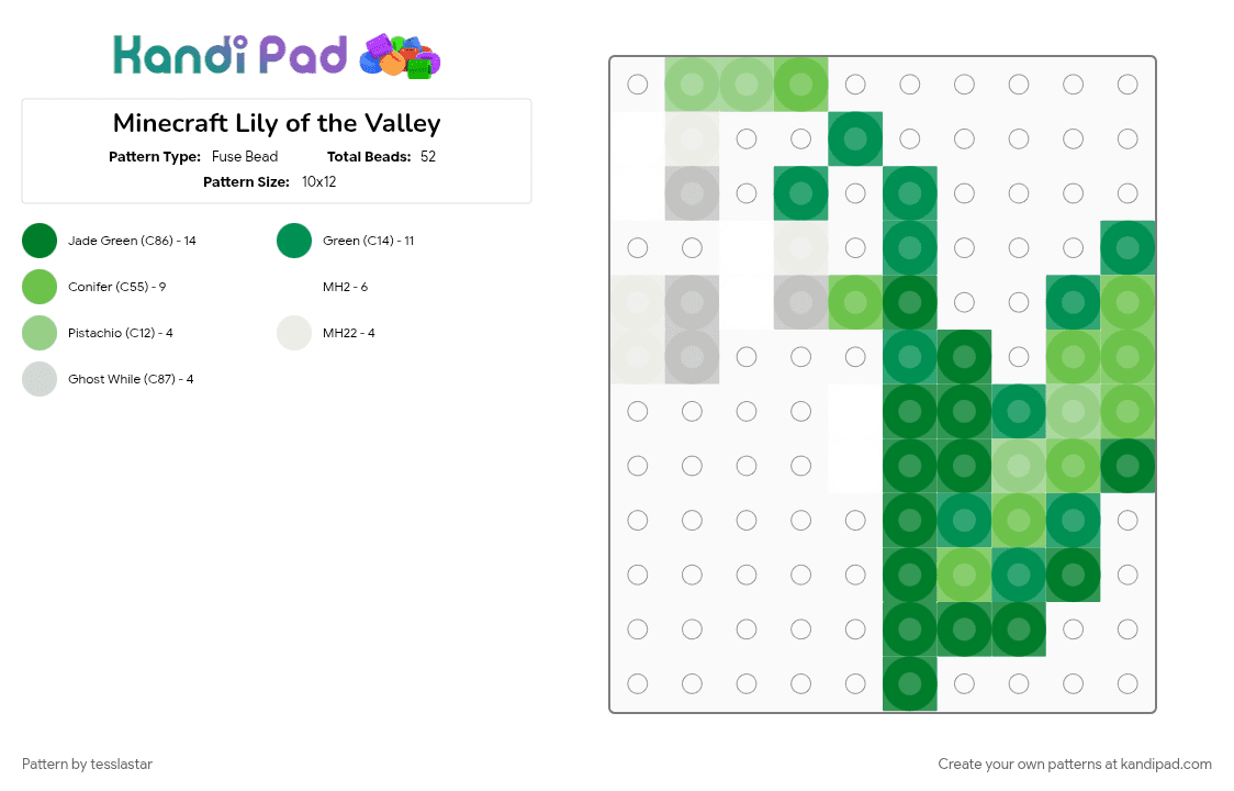 Minecraft Lily of the Valley - Fuse Bead Pattern by tesslastar on Kandi Pad - green, minecraft, video game