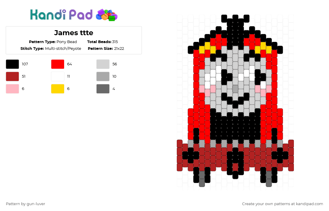 James ttte - Pony Bead Pattern by gun-luver on Kandi Pad - red,thomas and friends,ttte,charm,character,train,thomas the tank engine,train engine,steam engine