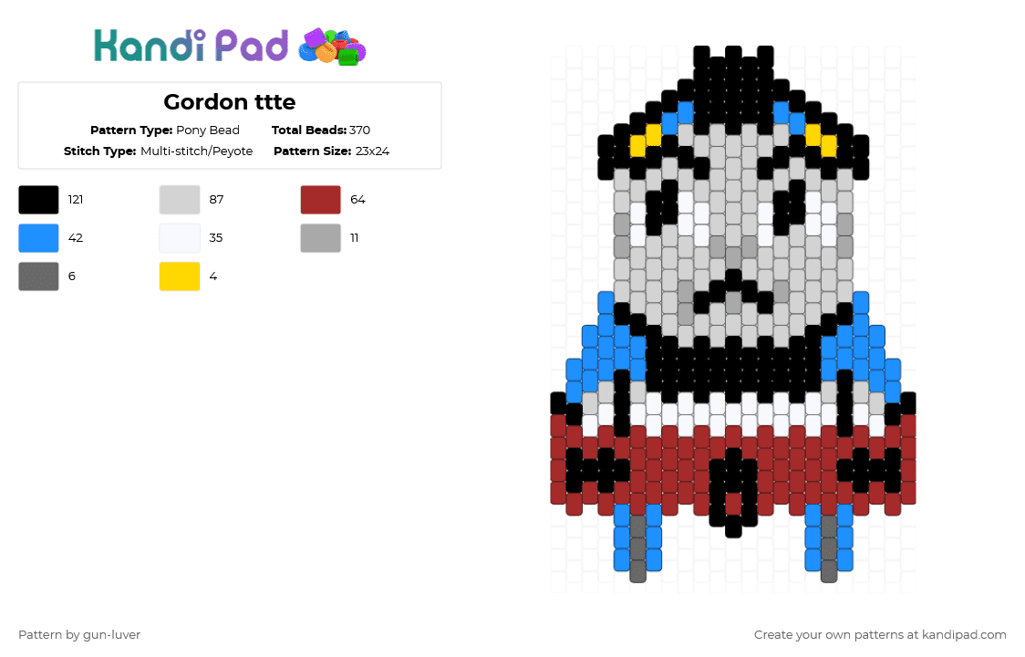 Gordon ttte - Pony Bead Pattern by gun-luver on Kandi Pad - white,light blue,red,thomas and friends,ttte,train,train engine,thomas the tank engine,steam engine,charm,character
