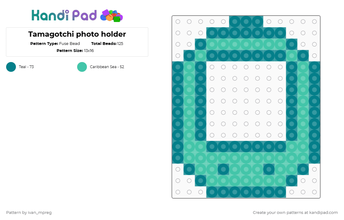 Tamagotchi photo holder - Fuse Bead Pattern by ivan_mpreg on Kandi Pad - teal