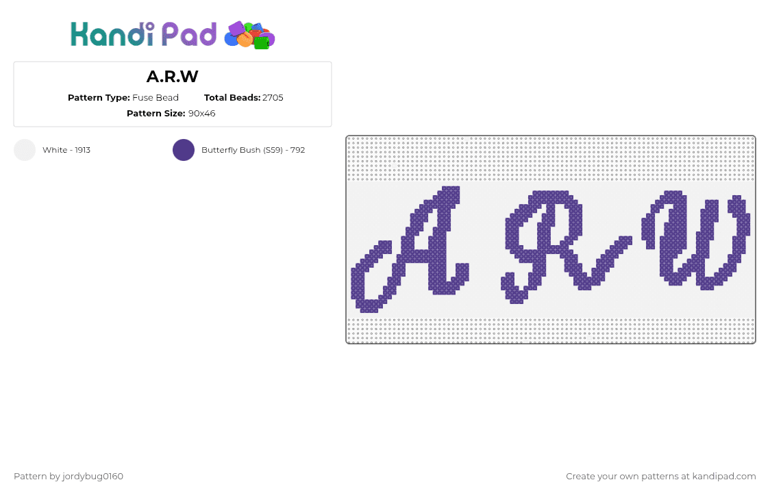 A.R.W Fuse Bead Pattern - Kandi Pad | Kandi Patterns, Fuse Bead ...