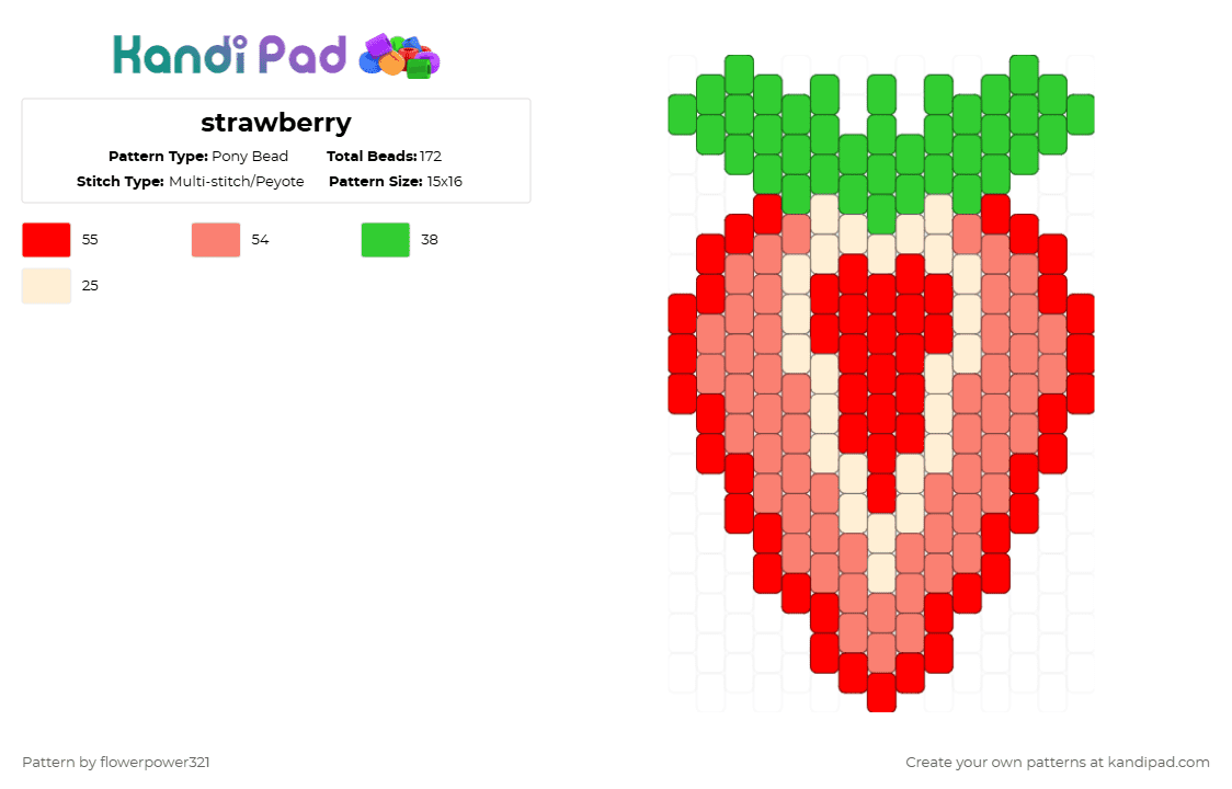 strawberry - Pony Bead Pattern by flowerpower321 on Kandi Pad - red,orange
