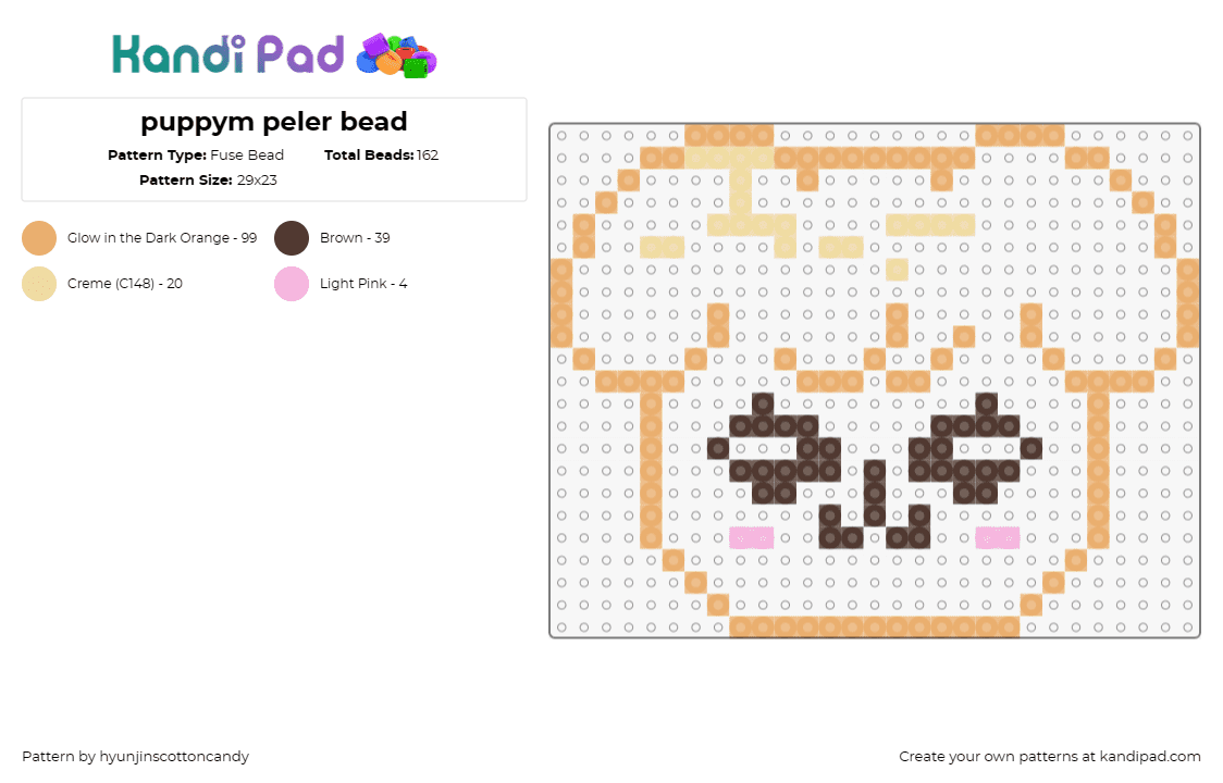 puppym peler bead - Fuse Bead Pattern by hyunjinscottoncandy on Kandi Pad - puppym,skzoo,stray kids,character,mascot,animal,fandom,collectible,tan