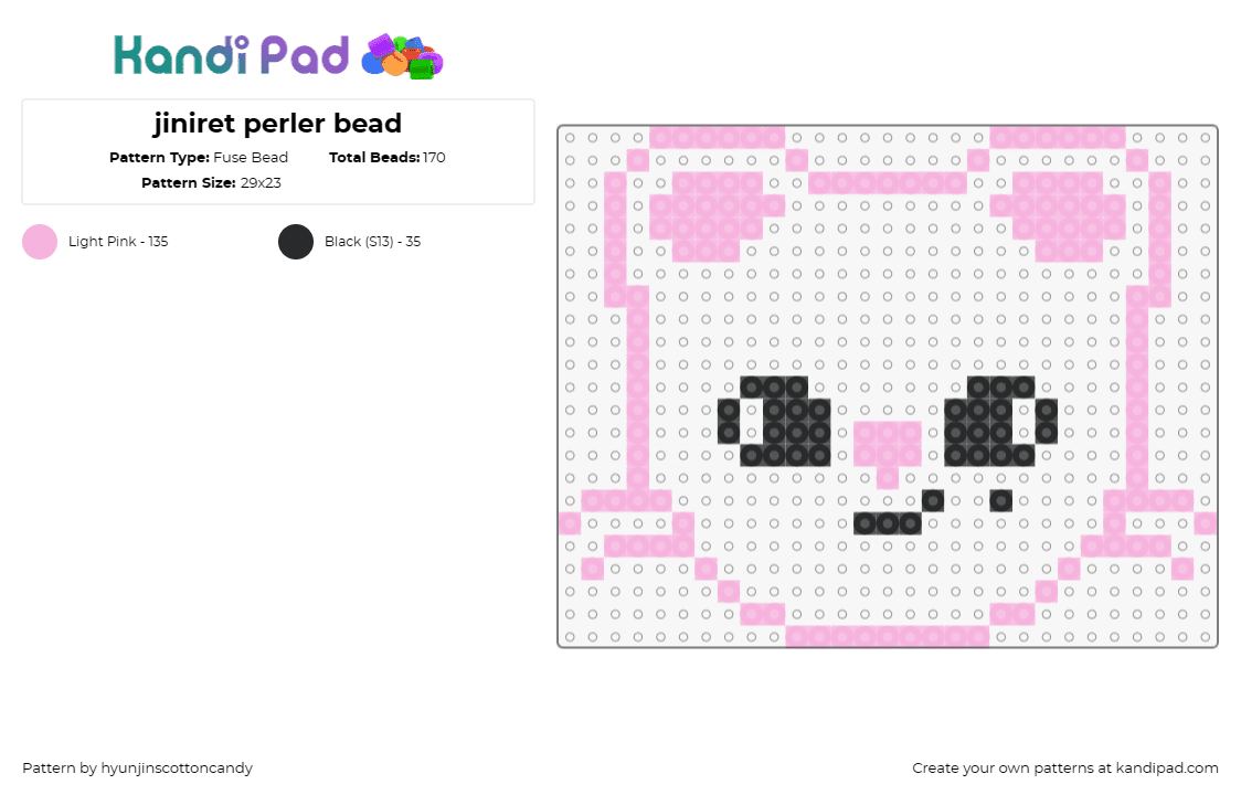 jiniret perler bead - Fuse Bead Pattern by hyunjinscottoncandy on Kandi Pad - jiniret,skzoo,stray kids,playful,character,pink,adorable