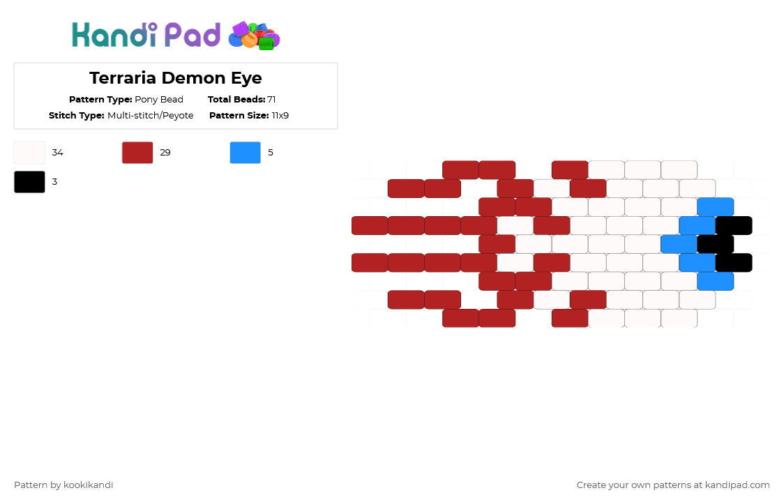 Terraria Demon Eye - Pony Bead Pattern by kookikandi on Kandi Pad - red,terraria,eye