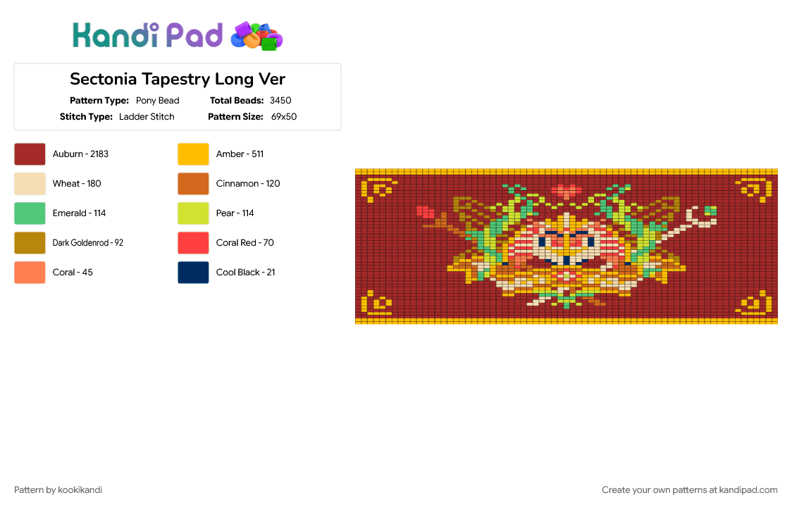 Sectonia Tapestry Long Ver - Pony Bead Pattern by kookikandi on Kandi Pad - 