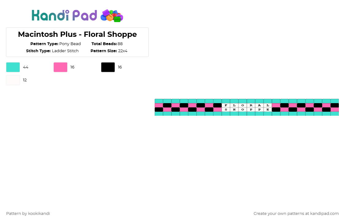 Macintosh Plus - Floral Shoppe - Pony Bead Pattern by kookikandi on Kandi Pad - pink,light blue,cotdvaporwave