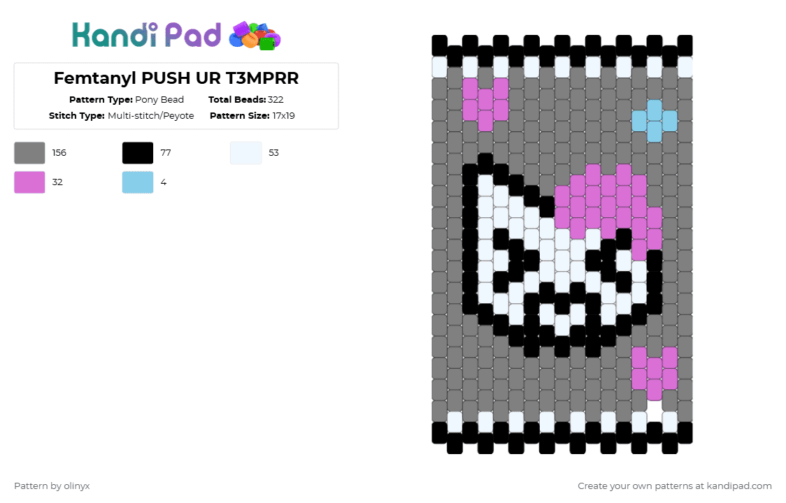 Femtanyl PUSH UR T3MPRR - Pony Bead Pattern by olinyx on Kandi Pad - gray,femtanyl,music
