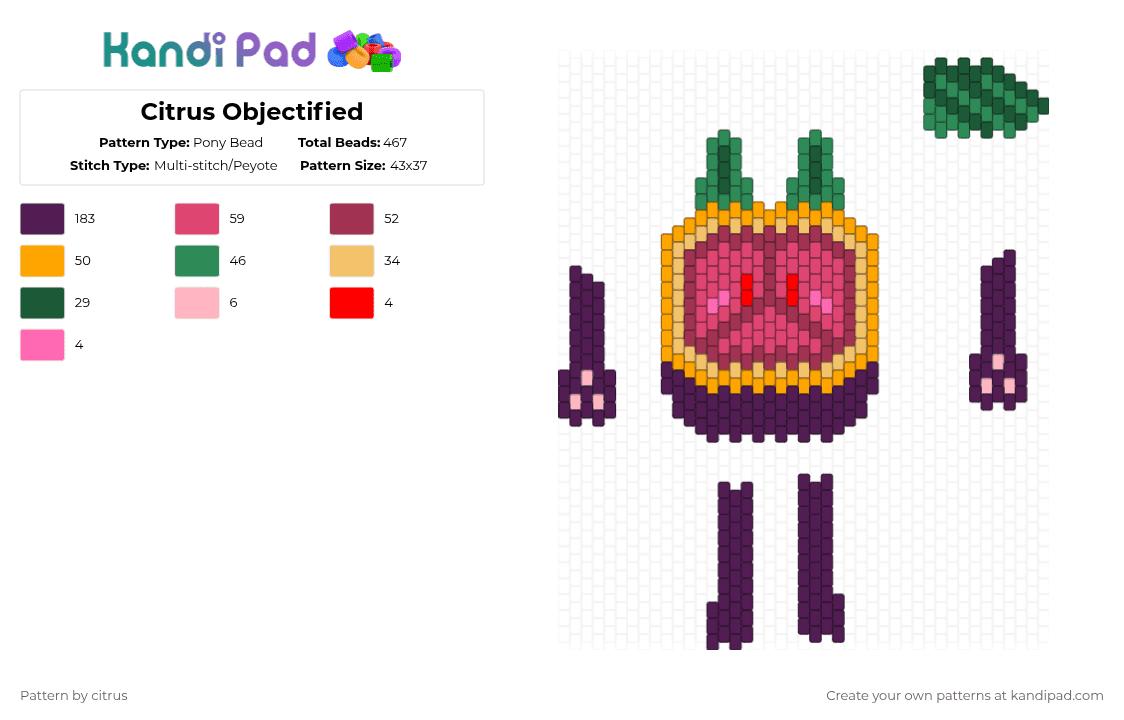 Citrus Objectified - Pony Bead Pattern by citrus on Kandi Pad - pink