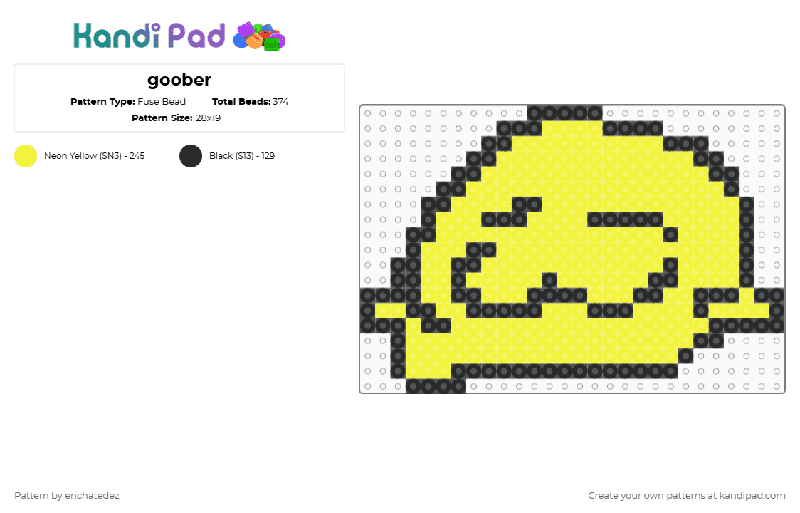 goober - Fuse Bead Pattern by enchatedez on Kandi Pad - black,yellow