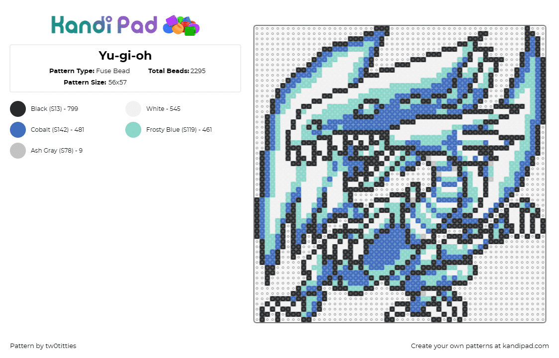 Yu-gi-oh - Fuse Bead Pattern by tw0titties on Kandi Pad - yugioh,blue eyes white dragon,creature,fantasy,gaming,anime