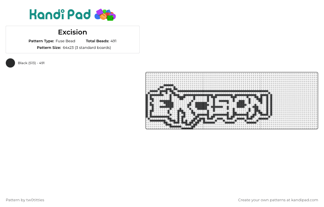 Excision - Fuse Bead Pattern by tw0titties on Kandi Pad - excision,logo,outline,dj,dubstep,edm,dj,black