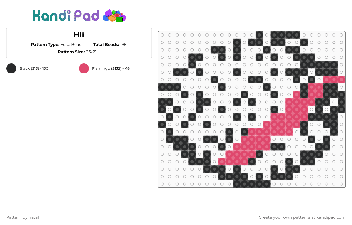 Hii - Fuse Bead Pattern by natal on Kandi Pad - 