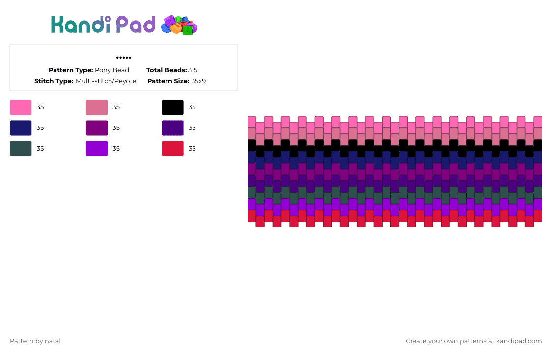 ….. - Pony Bead Pattern by natal on Kandi Pad - pink,purple