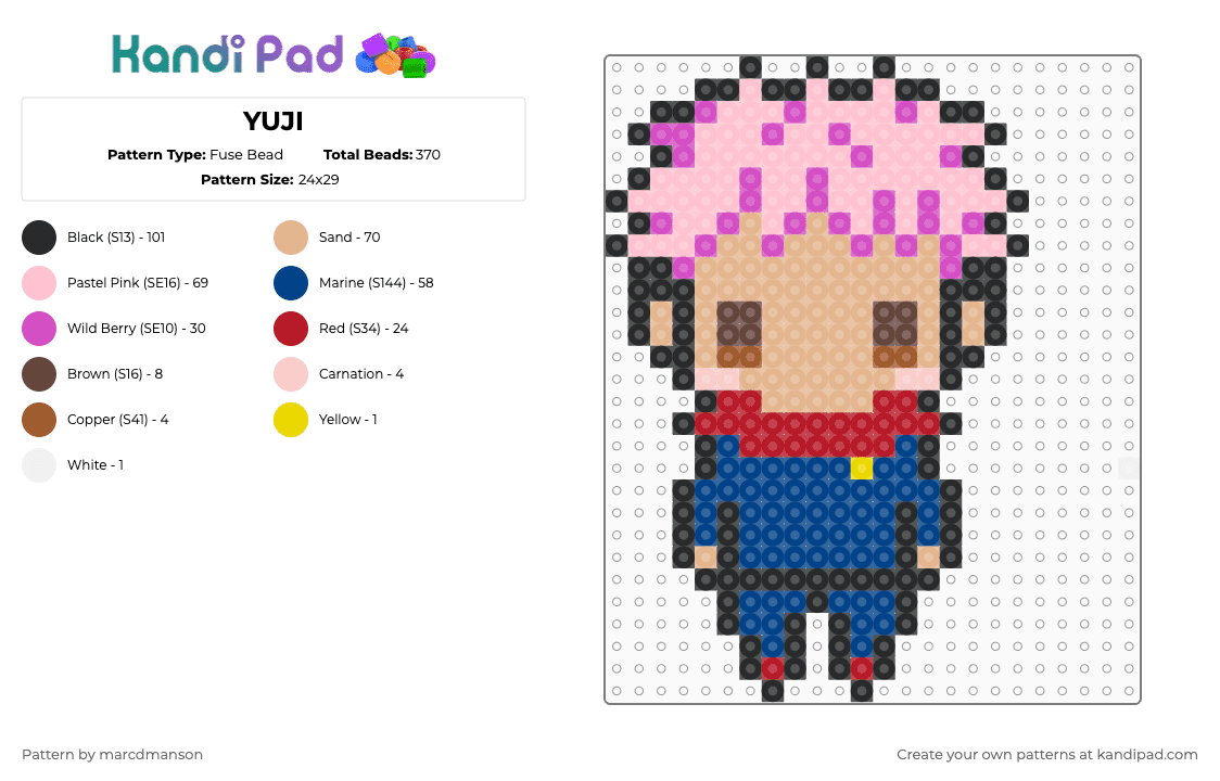 Yuji Pattern YUJI Fuse Bead Pattern - Kandi Pad | Kandi Patterns, Fuse Bead Patterns ...