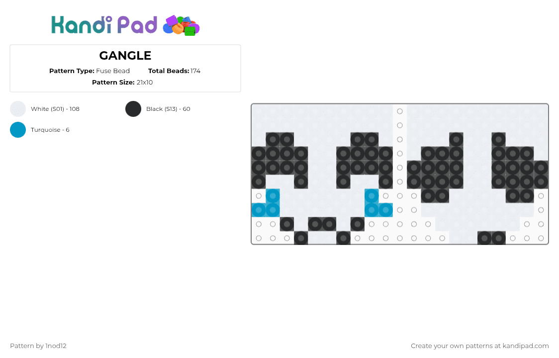 GANGLE - Fuse Bead Pattern by 1nod12 on Kandi Pad - white,gangle,tadc