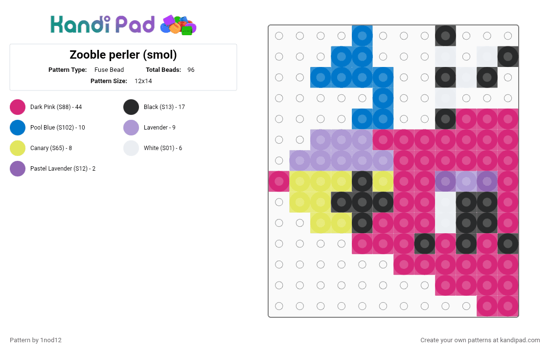 Zooble perler (smol) - Fuse Bead Pattern by 1nod12 on Kandi Pad - pink,zooble,tadc