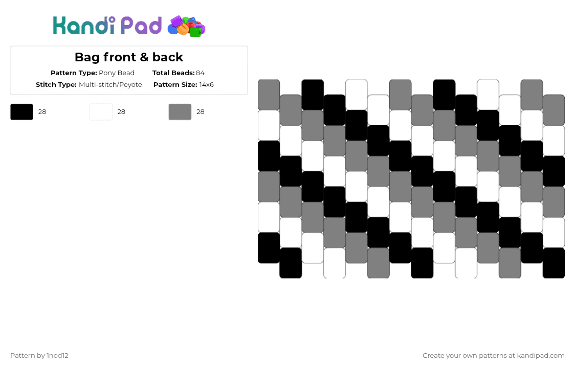 Pattern For Handbag Notepad Bag front & back Pony Bead Pattern - Kandi Pad | Kandi Patterns, Fuse ...