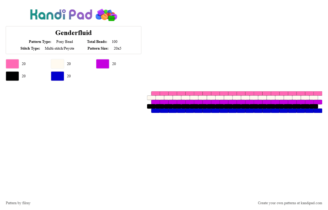 Genderfluid - Pony Bead Pattern by filray on Kandi Pad - pink, purple