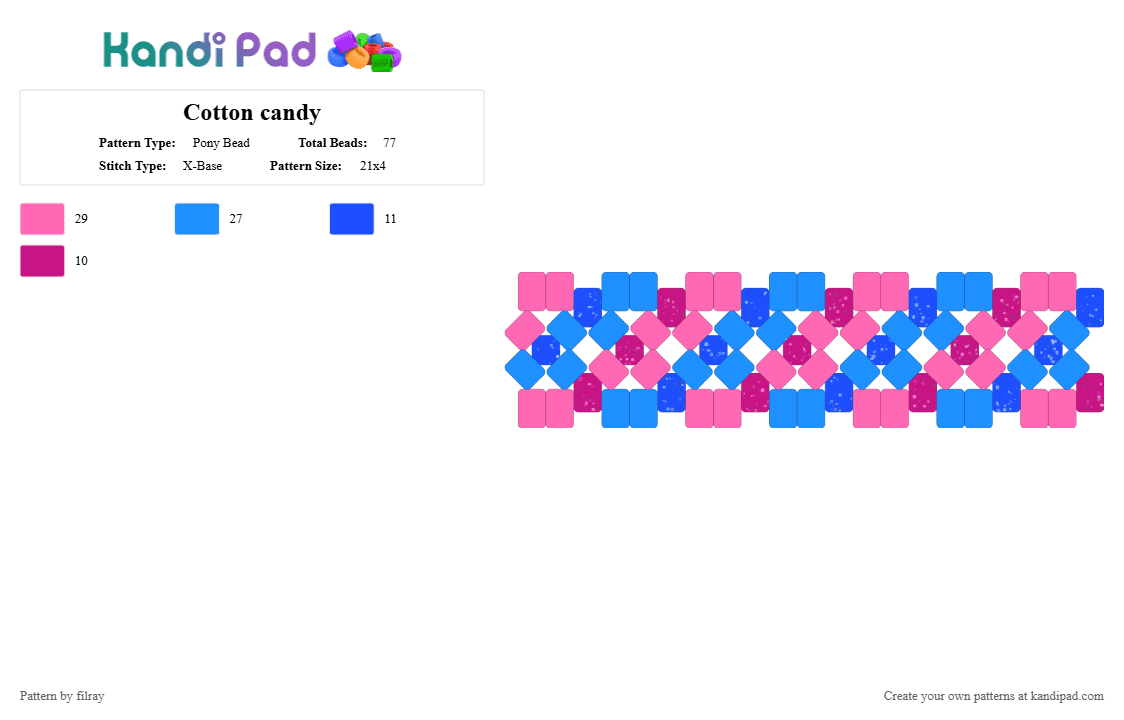 Cotton candy - Pony Bead Pattern by filray on Kandi Pad - light blue,pink