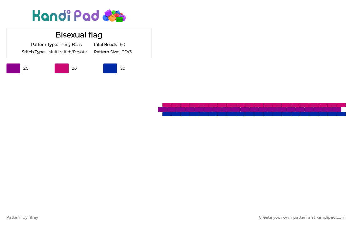 Bisexual flag - Pony Bead Pattern by filray on Kandi Pad - pink,purple